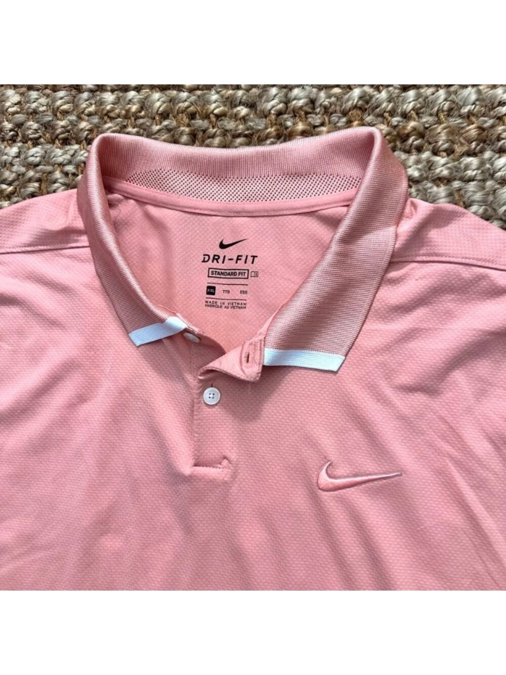 Nike Dri-Fit Mens XXL Rose Pink Short Sleeve Golf Polo Shirt Standard Fit